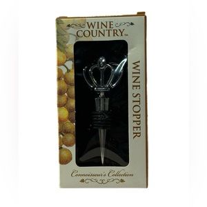 Wine Country Connoisseur’s Wine Stopper Royal Crown Design Metal Plug NIB